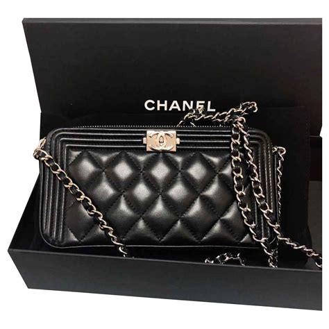 chanel boy bag silver chain|Chanel wallet on chain classic.